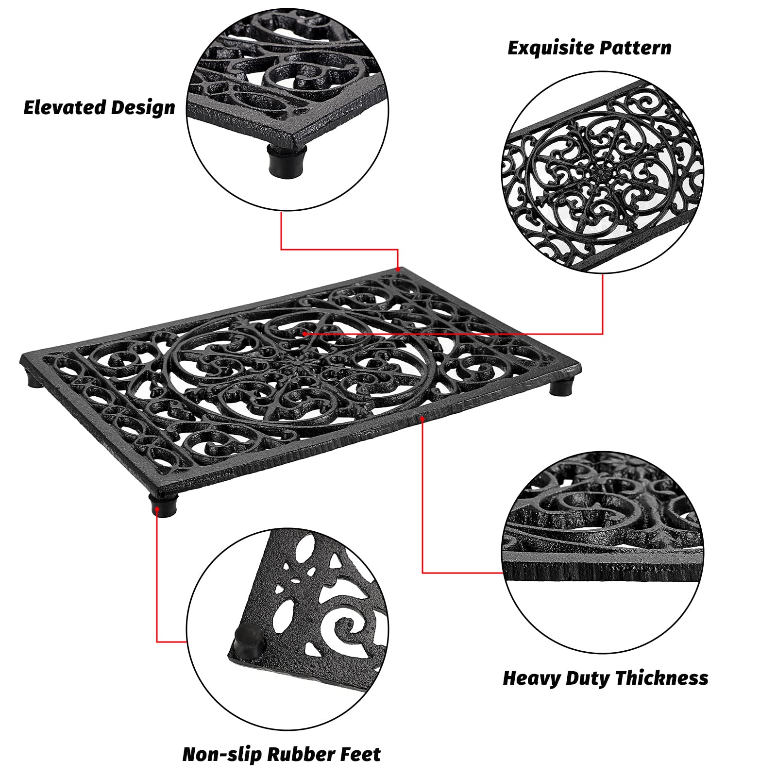 Rectangle Cast Iron Trivet Hea - Cast Iron Corn avis et prix