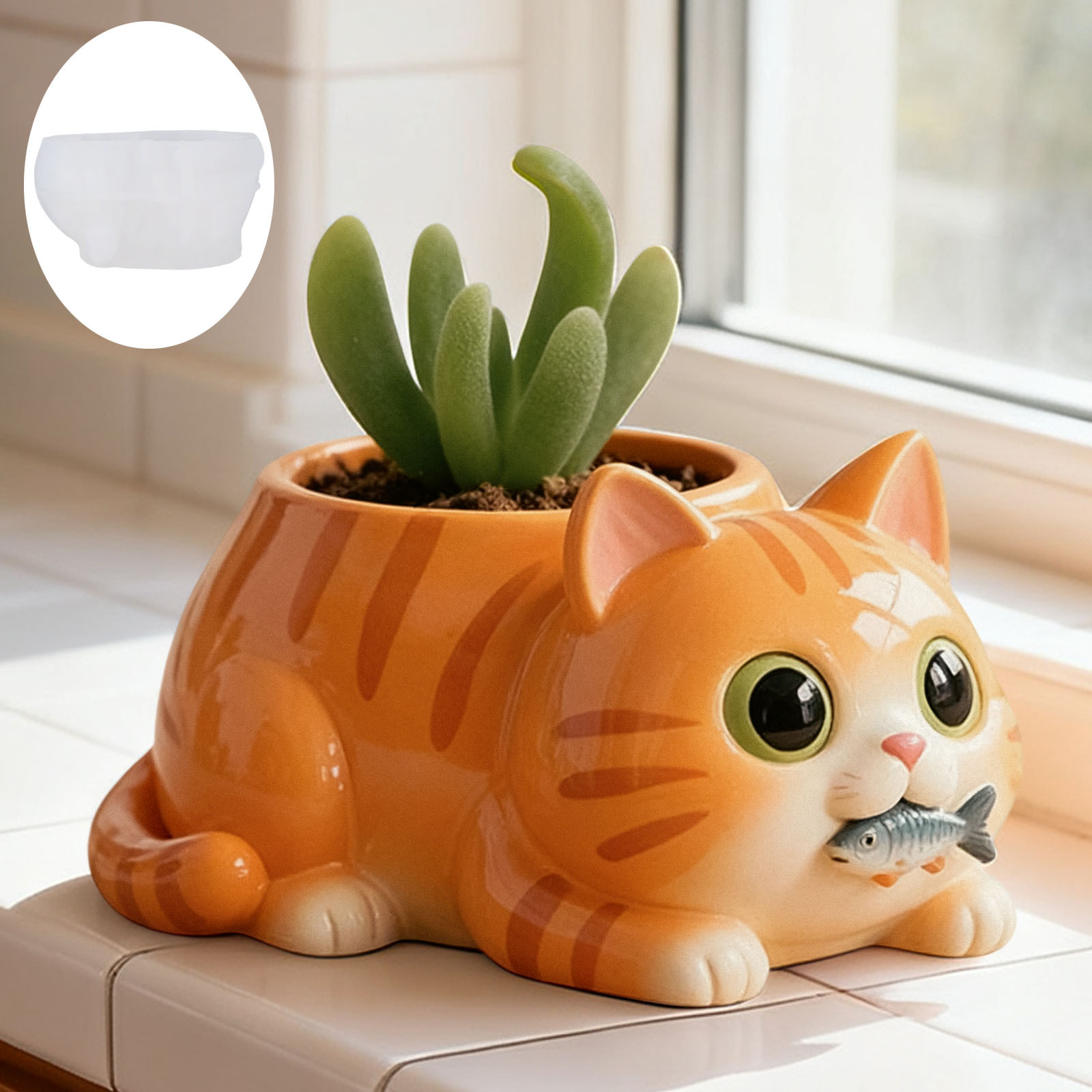 Cat Eating Fish Flower Pot Sil - Potsticker Mold avis et prix