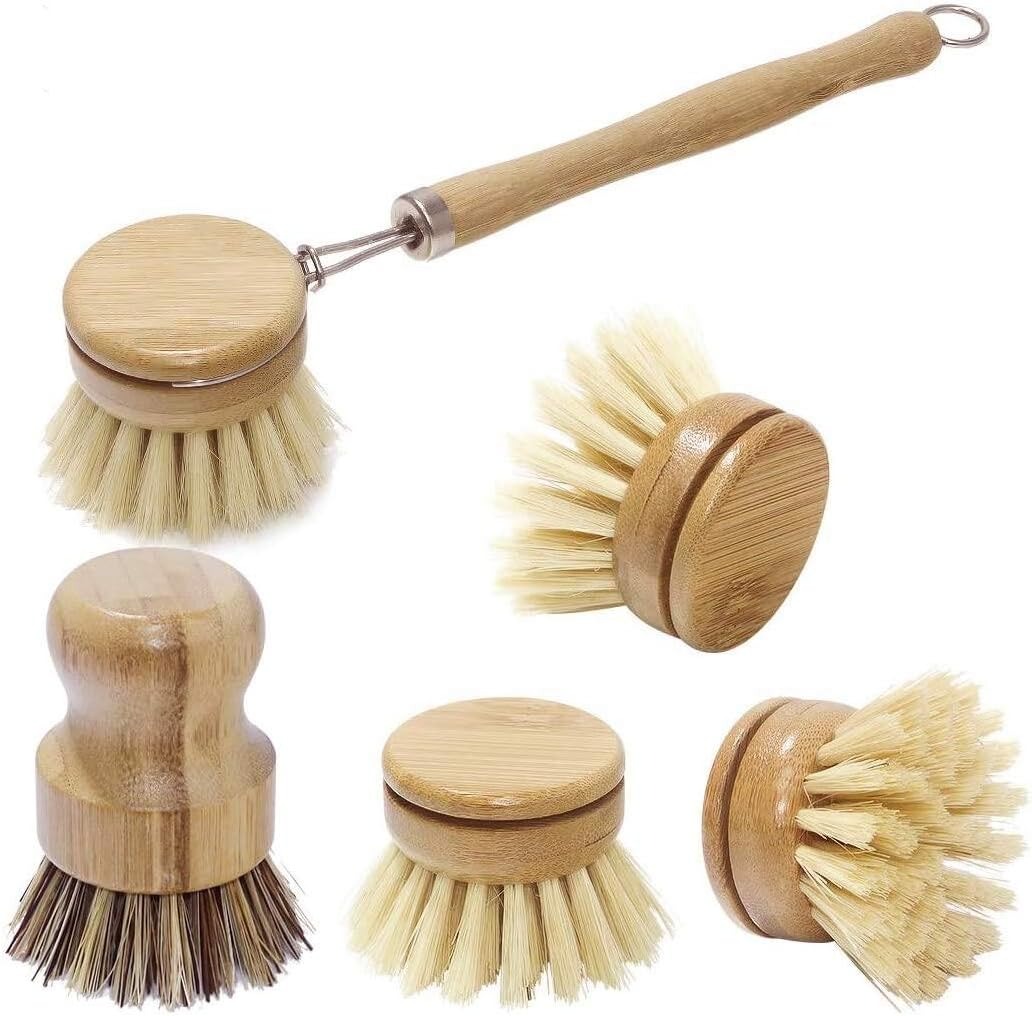 Bamboo Dish Scrub Brushes, Kit - Cast Iron Corn avis et prix