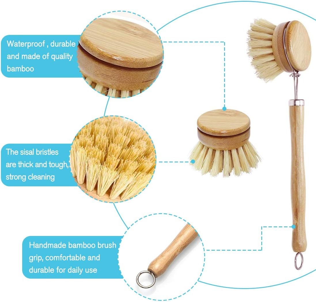 Bamboo Dish Scrub Brushes, Kit - Cast Iron Corn avis et prix