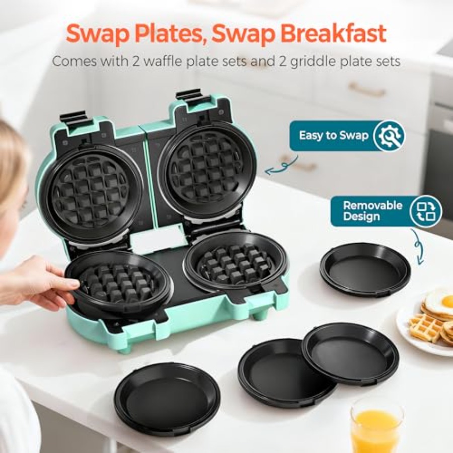 2-in-1 Double Waffle and Panca - Mini Pancake Griddle avis et prix