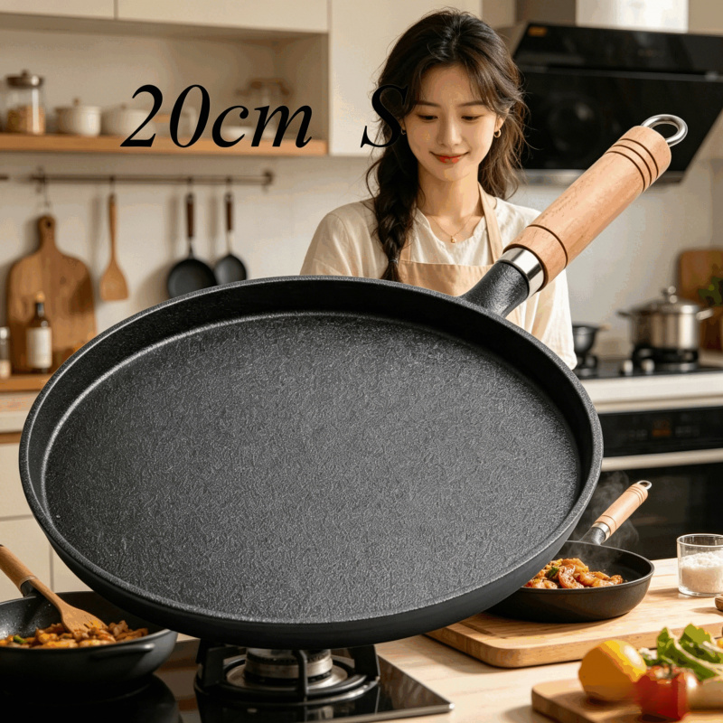 20cm Cast Iron Skillet Wooden  - Egg Waffle Pan avis et prix
